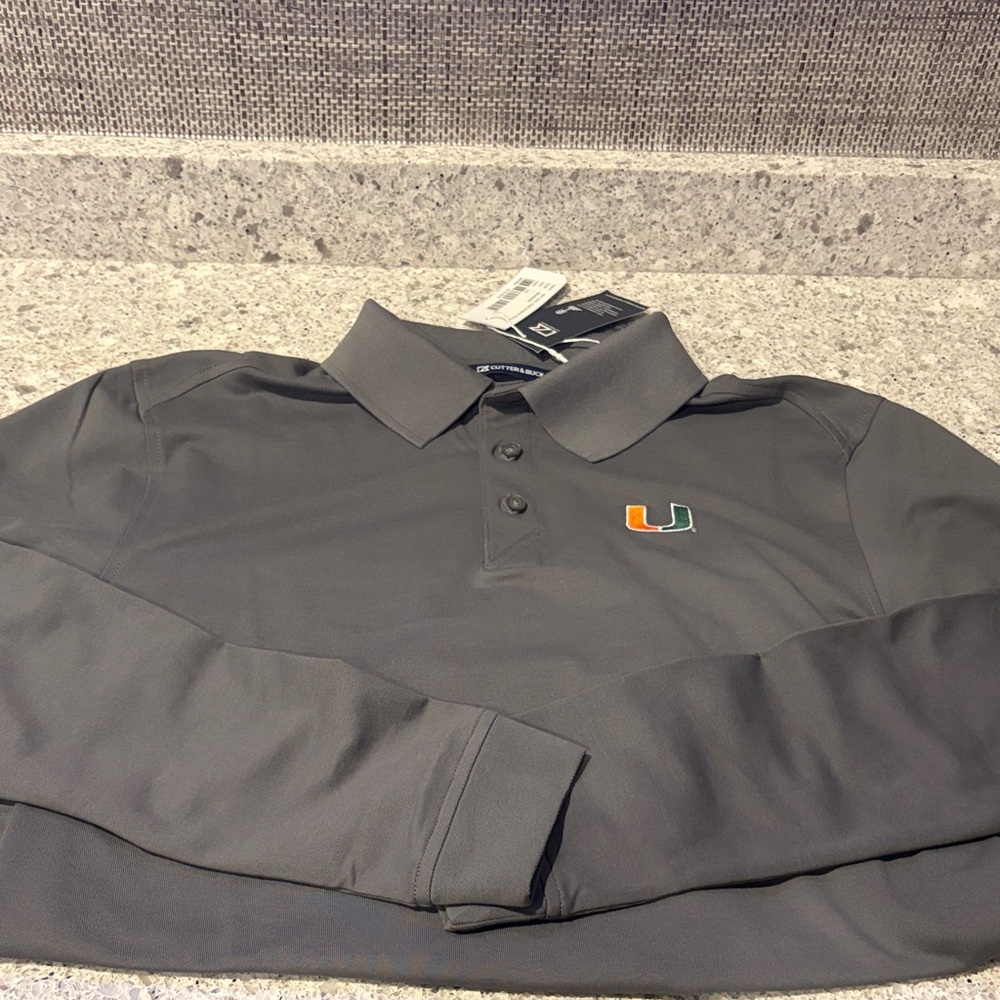 Cutter and Buck Gray UMiami Polo Shirt